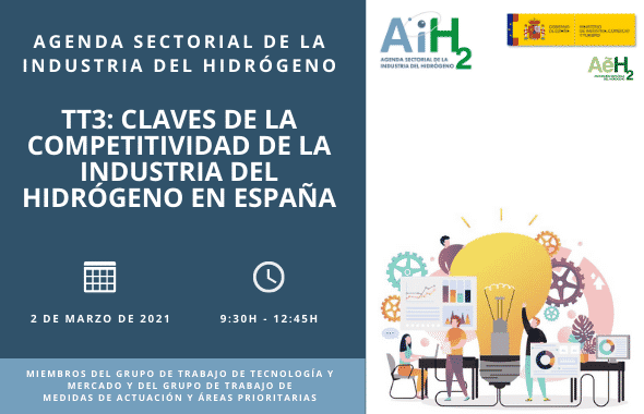 El tercer Taller de Trabajo de la Agenda Sectorial “Claves de la Competitividad de la Industria del Hidrógeno en España” tendrá lugar el próximo 2 de marzo de 2021